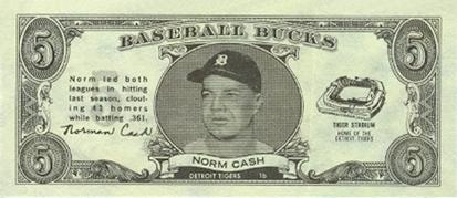 1962 Topps Baseball Bucks #NNO Norm Cash Front