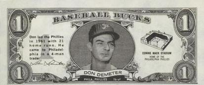 1962 Topps Baseball Bucks #NNO Don Demeter Front