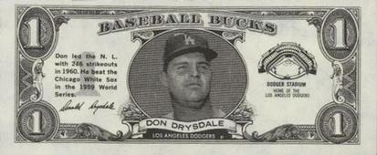 1962 Topps Baseball Bucks #NNO Don Drysdale Front