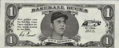 1962 Topps Baseball Bucks #NNO Dick Gernert Front