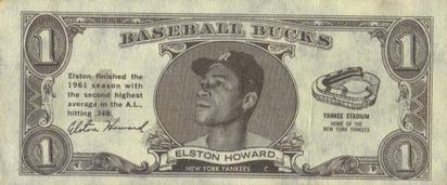 1962 Topps Baseball Bucks #NNO Elston Howard Front