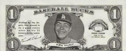 1962 Topps Baseball Bucks #NNO Ken L. Hunt Front