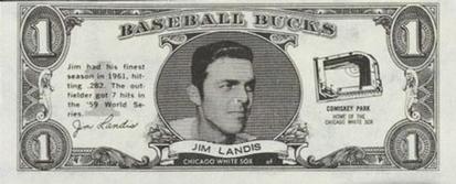 1962 Topps Baseball Bucks #NNO Jim Landis Front
