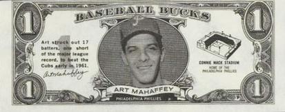 1962 Topps Baseball Bucks #NNO Art Mahaffey Front