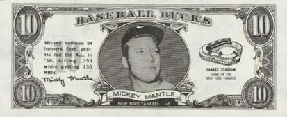 1962 Topps Baseball Bucks #NNO Mickey Mantle Front