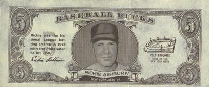 1962 Topps Baseball Bucks #NNO Richie Ashburn Front