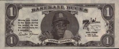 1962 Topps Baseball Bucks #NNO Minnie Minoso Front