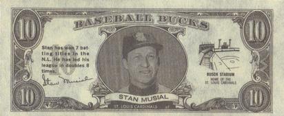 1962 Topps Baseball Bucks #NNO Stan Musial Front