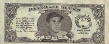 1962 Topps Baseball Bucks #NNO Brooks Robinson Front
