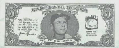 1962 Topps Baseball Bucks #NNO Pete Runnels Front