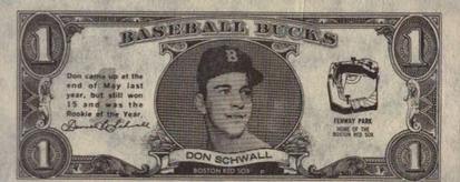 1962 Topps Baseball Bucks #NNO Don Schwall Front