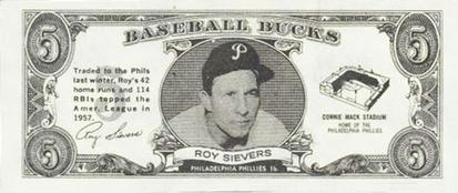 1962 Topps Baseball Bucks #NNO Roy Sievers Front