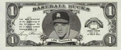 1962 Topps Baseball Bucks #NNO Lee Thomas Front