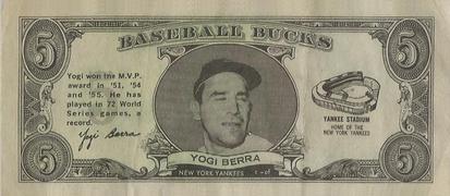 1962 Topps Baseball Bucks #NNO Yogi Berra Front
