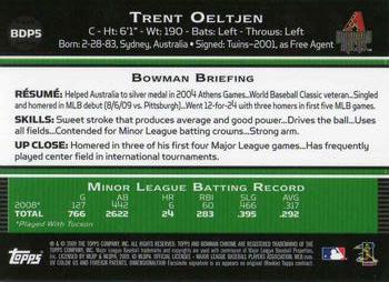 2009 Bowman Draft Picks & Prospects - Chrome #BDP5 Trent Oeltjen Back