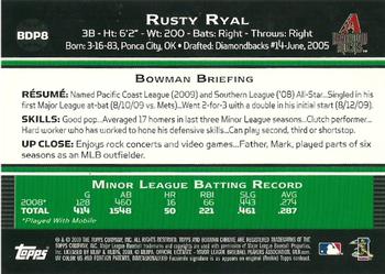 2009 Bowman Draft Picks & Prospects - Chrome #BDP8 Rusty Ryal Back