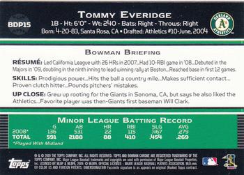 2009 Bowman Draft Picks & Prospects - Chrome #BDP15 Tommy Everidge Back