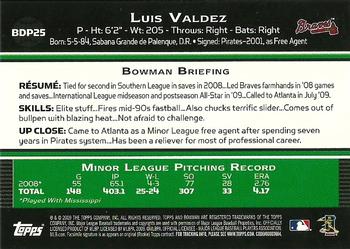 2009 Bowman Draft Picks & Prospects - Chrome #BDP25 Luis Valdez Back