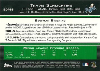 2009 Bowman Draft Picks & Prospects - Chrome #BDP29 Travis Schlichting Back