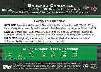 2009 Bowman Draft Picks & Prospects - Chrome #BDP30 Barbaro Canizares Back