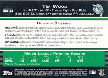 2009 Bowman Draft Picks & Prospects - Chrome #BDP33 Tim Wood Back