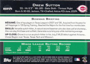 2009 Bowman Draft Picks & Prospects - Chrome #BDP34 Drew Sutton Back