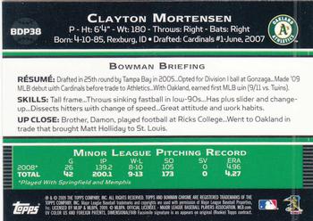 2009 Bowman Draft Picks & Prospects - Chrome #BDP38 Clayton Mortensen Back