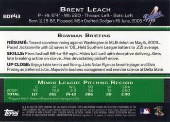 2009 Bowman Draft Picks & Prospects - Chrome #BDP43 Brent Leach Back