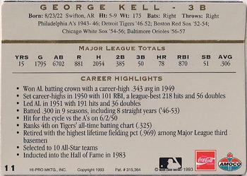 1993 Amoco/Coca-Cola Action Packed All-Star Gallery #11 George Kell Back