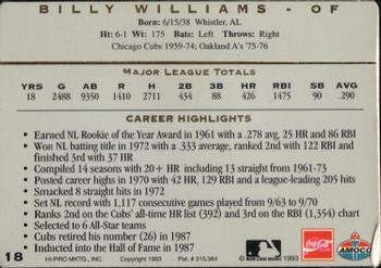 1993 Amoco/Coca-Cola Action Packed All-Star Gallery #18 Billy Williams Back
