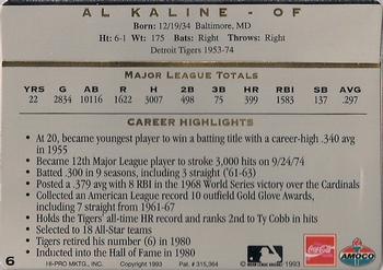 1993 Amoco/Coca-Cola Action Packed All-Star Gallery #6 Al Kaline Back