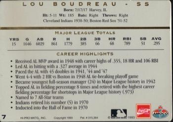 1993 Amoco/Coca-Cola Action Packed All-Star Gallery #7 Lou Boudreau Back