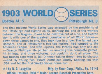 1970 Fleer World Series #1 1903 - Pirates vs. Red Sox - Deacon Phillippe Back