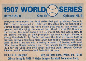 1970 Fleer World Series #4 1907 - Tigers vs. Cubs Back