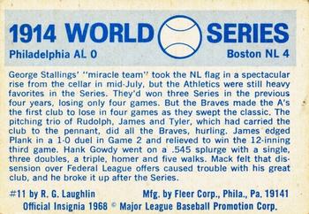 1970 Fleer World Series #11 1914 - Braves vs. A's Back