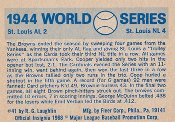 1970 Fleer World Series #41 1944 - Cardinals vs. Browns Back
