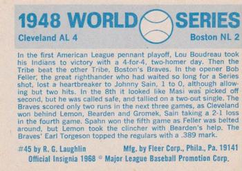 1970 Fleer World Series #45 1948 - Indians vs. Braves Back