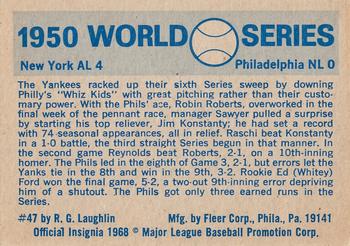 1970 Fleer World Series #47 1950 - Yankees vs. Phillies Back