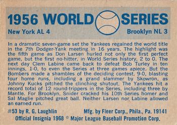 1970 Fleer World Series #53 1956 - Yankees vs. Dodgers Back