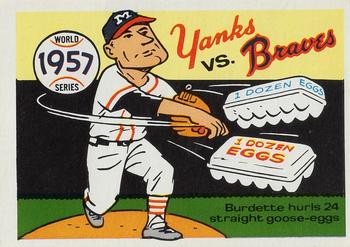 1970 Fleer World Series #54 1957 - Yankees vs. Braves - Lew Burdette Front