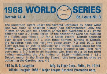 1970 Fleer World Series #65 1968 - Tigers vs. Cardinals Back