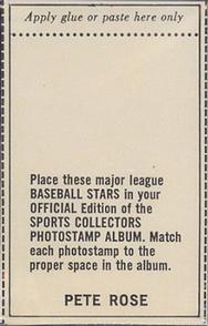 1969-70 MLB/MLBPA Baseball Stars Photostamps #NNO Pete Rose Back