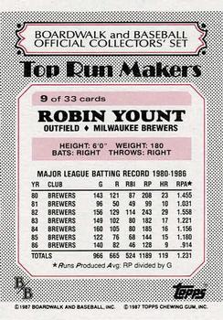1987 Topps Boardwalk and Baseball #9 Robin Yount Back