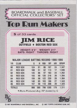 1987 Topps Boardwalk and Baseball #5 Jim Rice Back