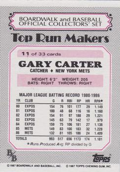 1987 Topps Boardwalk and Baseball #11 Gary Carter Back