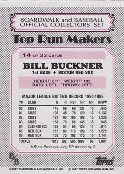 1987 Topps Boardwalk and Baseball #14 Bill Buckner Back
