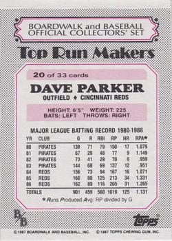 1987 Topps Boardwalk and Baseball #20 Dave Parker Back