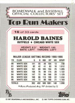 1987 Topps Boardwalk and Baseball #16 Harold Baines Back