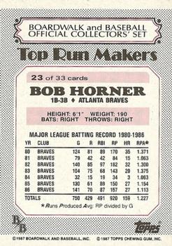 1987 Topps Boardwalk and Baseball #23 Bob Horner Back