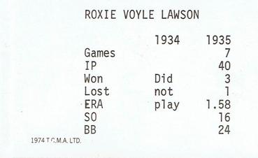 1974 TCMA 1934-35 Detroit Tigers AL Champions #NNO Roxie Lawson Back